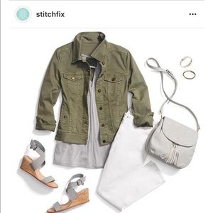 liverpool temma denim jacket olive